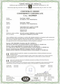 Certifikát zhody EMC 25kW TVZ