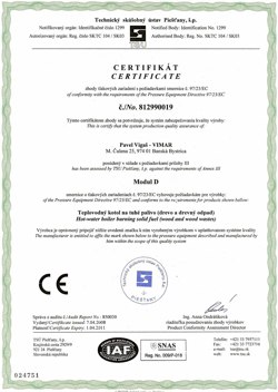 Certifikát kvality výroby MODUL D