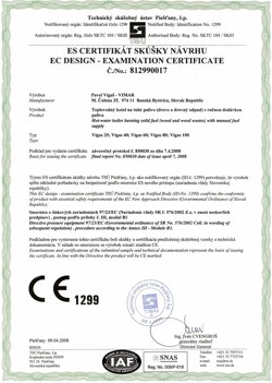 Certifikát tlaková nádoba 97-23-EC 25-100